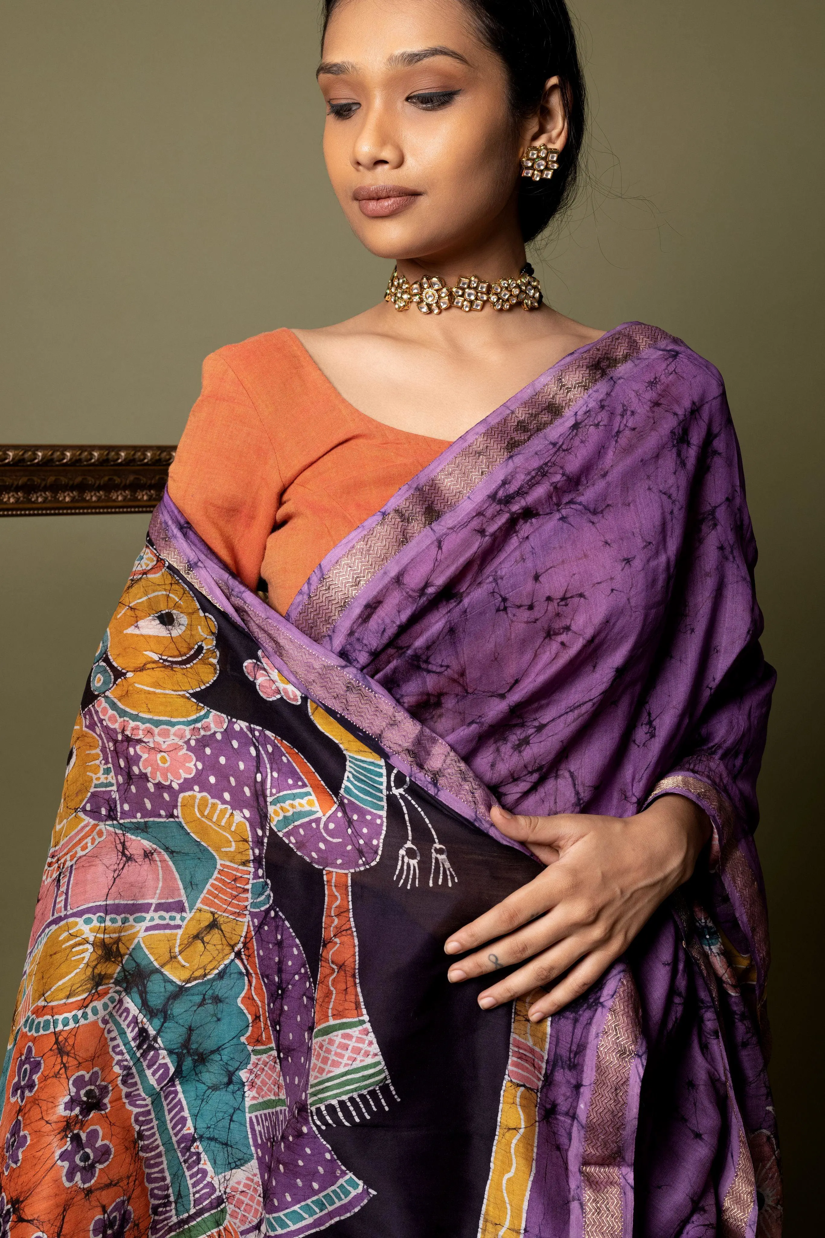 Narmada - Bageecha Batik Phad Maheswari saree