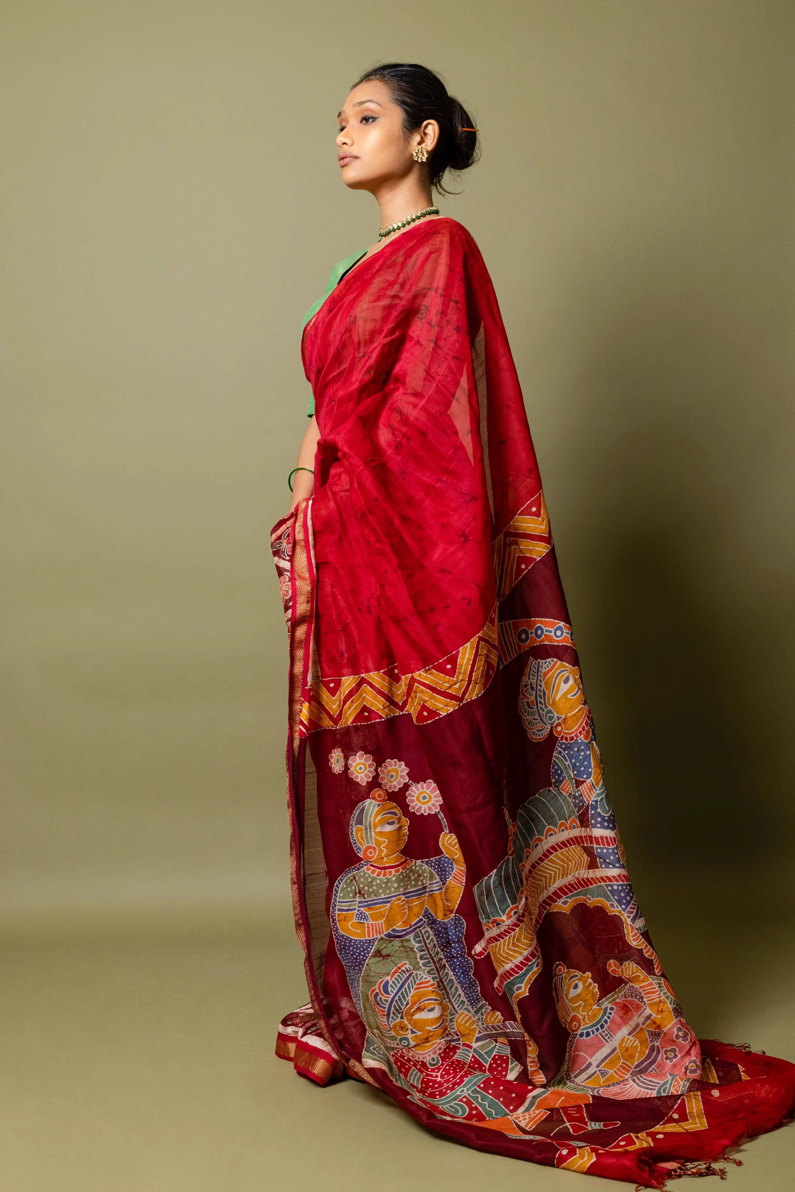 Narmada -Dulhan Batik Phad Maheswari saree