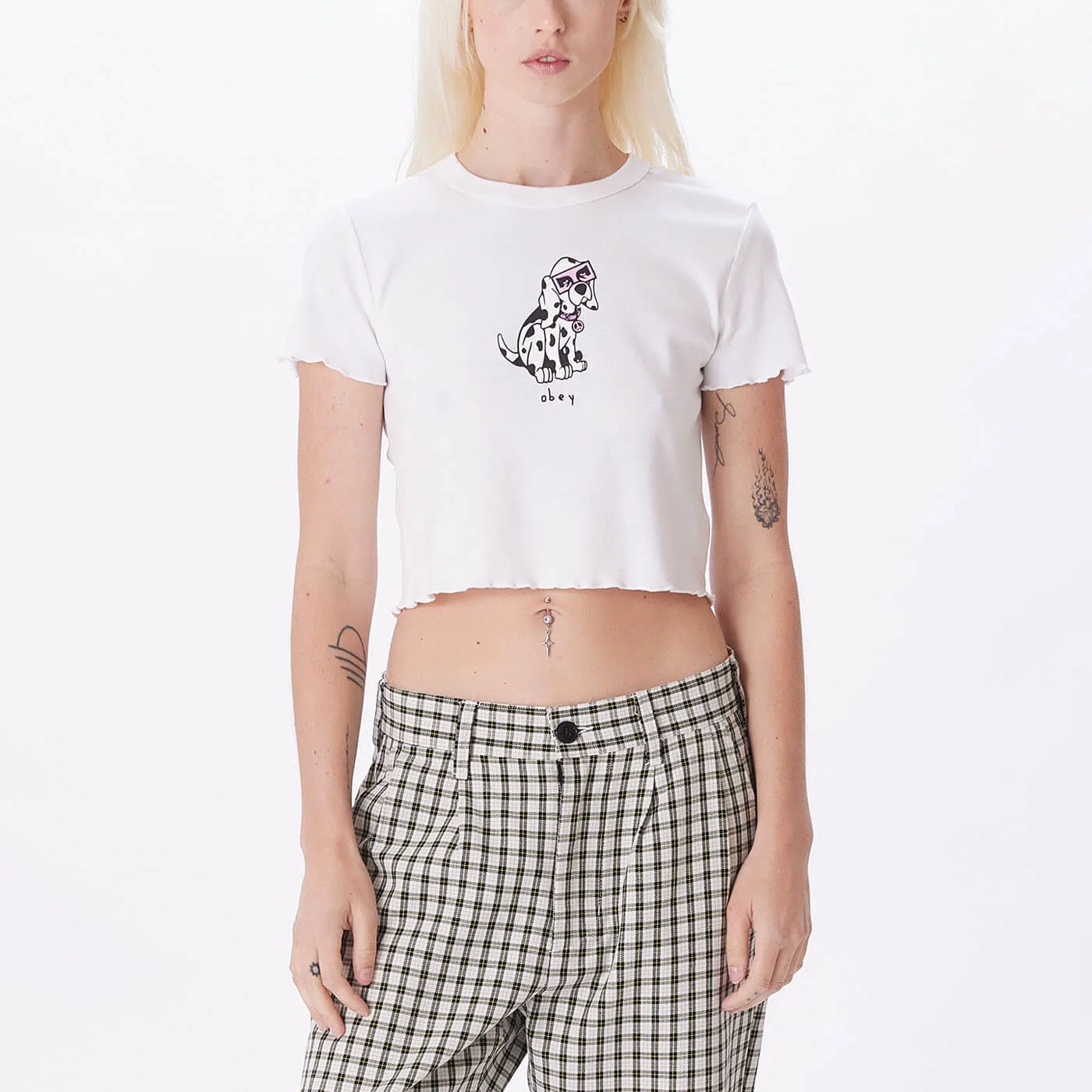 Obey Eyes Dalmatian Cropped Emma Rib T-Shirt | Obey Clothing UK