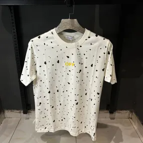 OffWhite paint splatterd black dots cotton mens t-shirt - The Nucleus Clothing