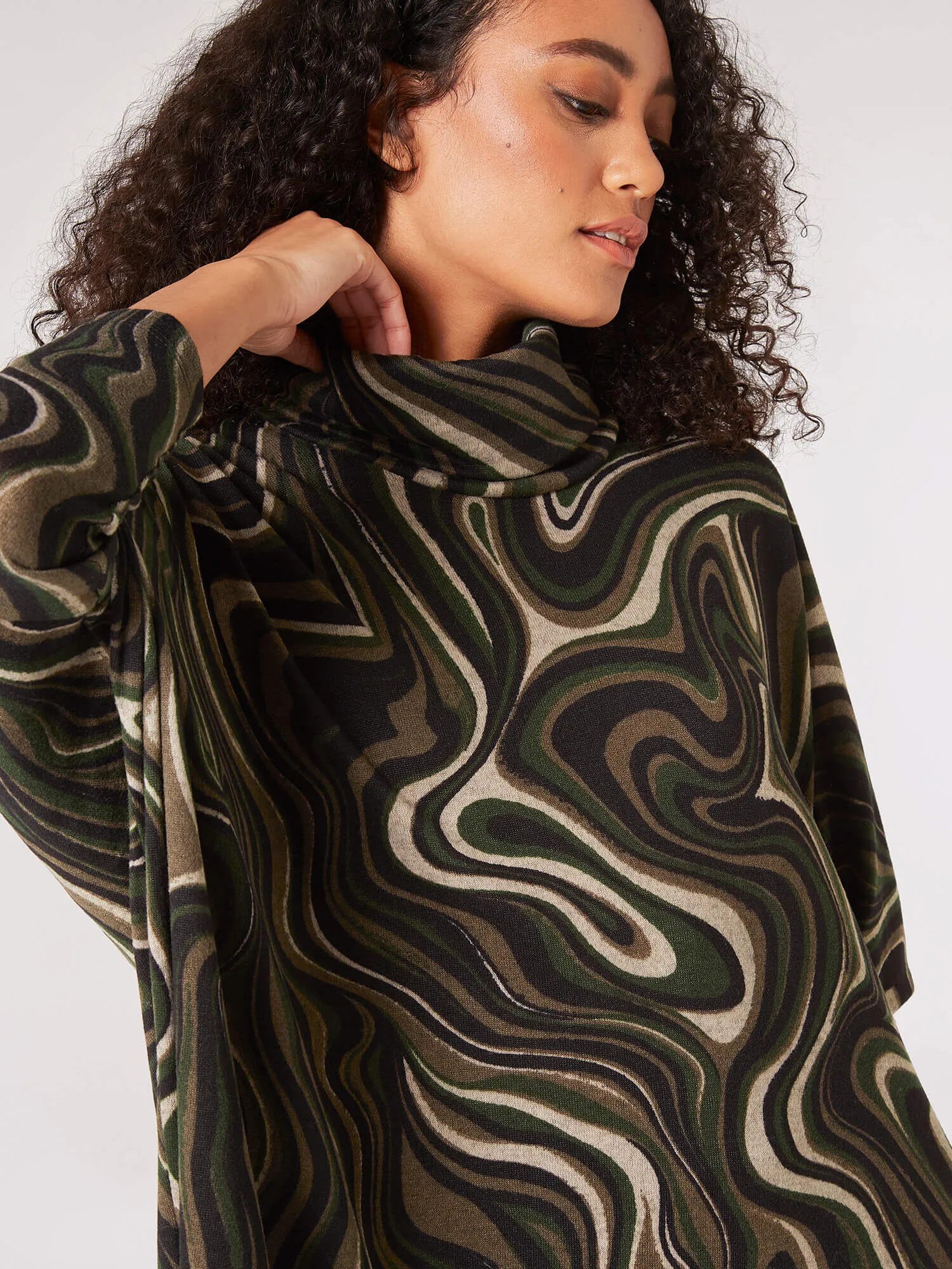 Oversized Batwing Swirl Knit Top | Apricot Clothing