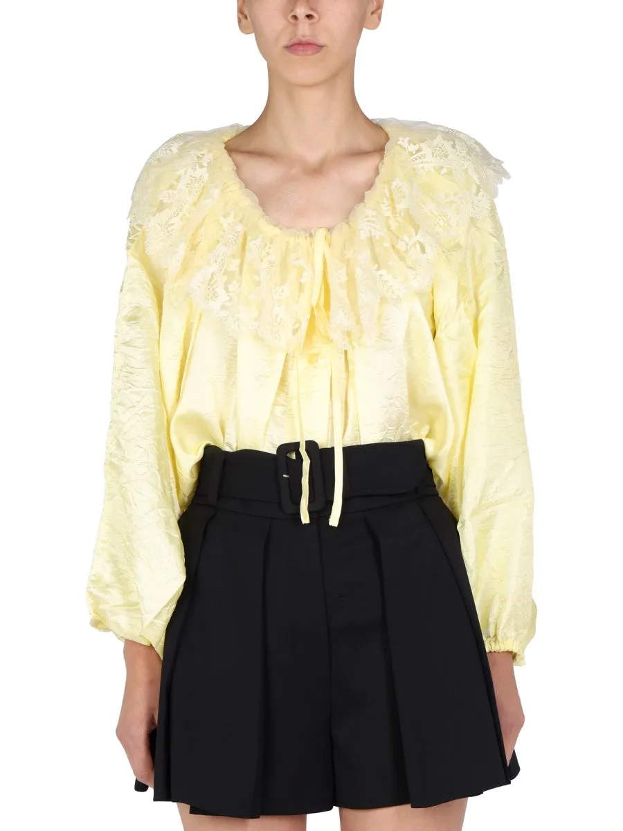 Patou Laced Detail Tie-Neck Blouse