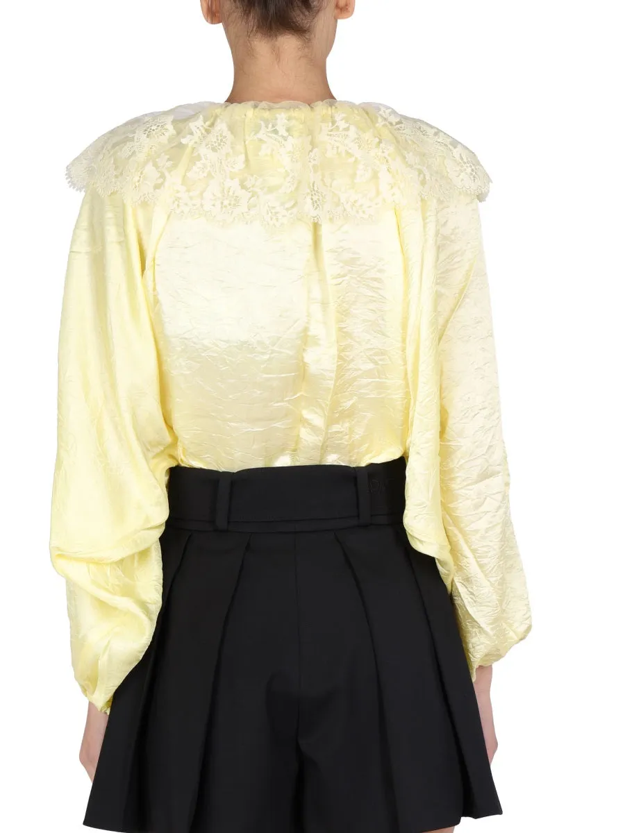 Patou Laced Detail Tie-Neck Blouse