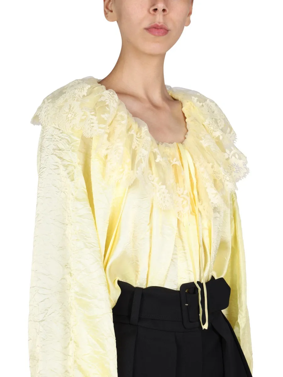 Patou Laced Detail Tie-Neck Blouse