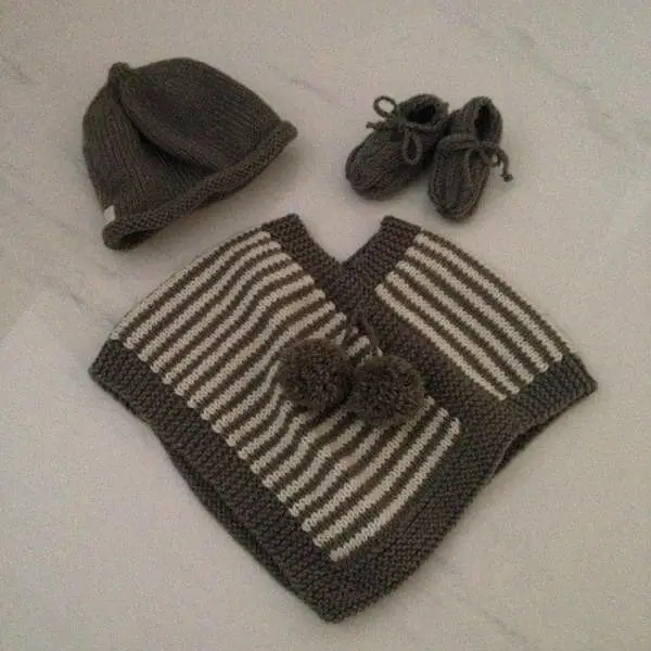 Poncho, Beanie & Booties Set