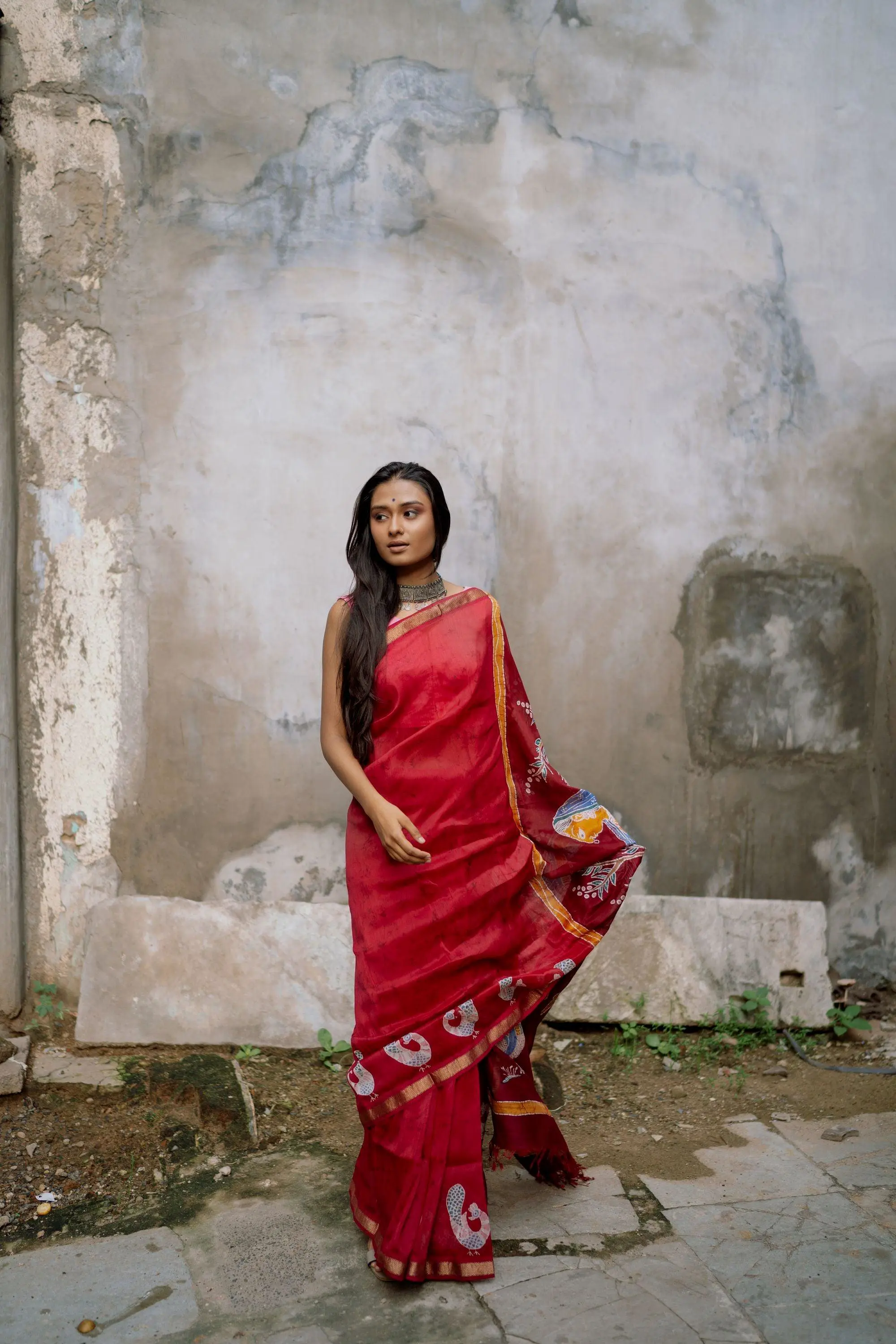 Ragini Bagh    -  Narmada Batik Maheswari saree