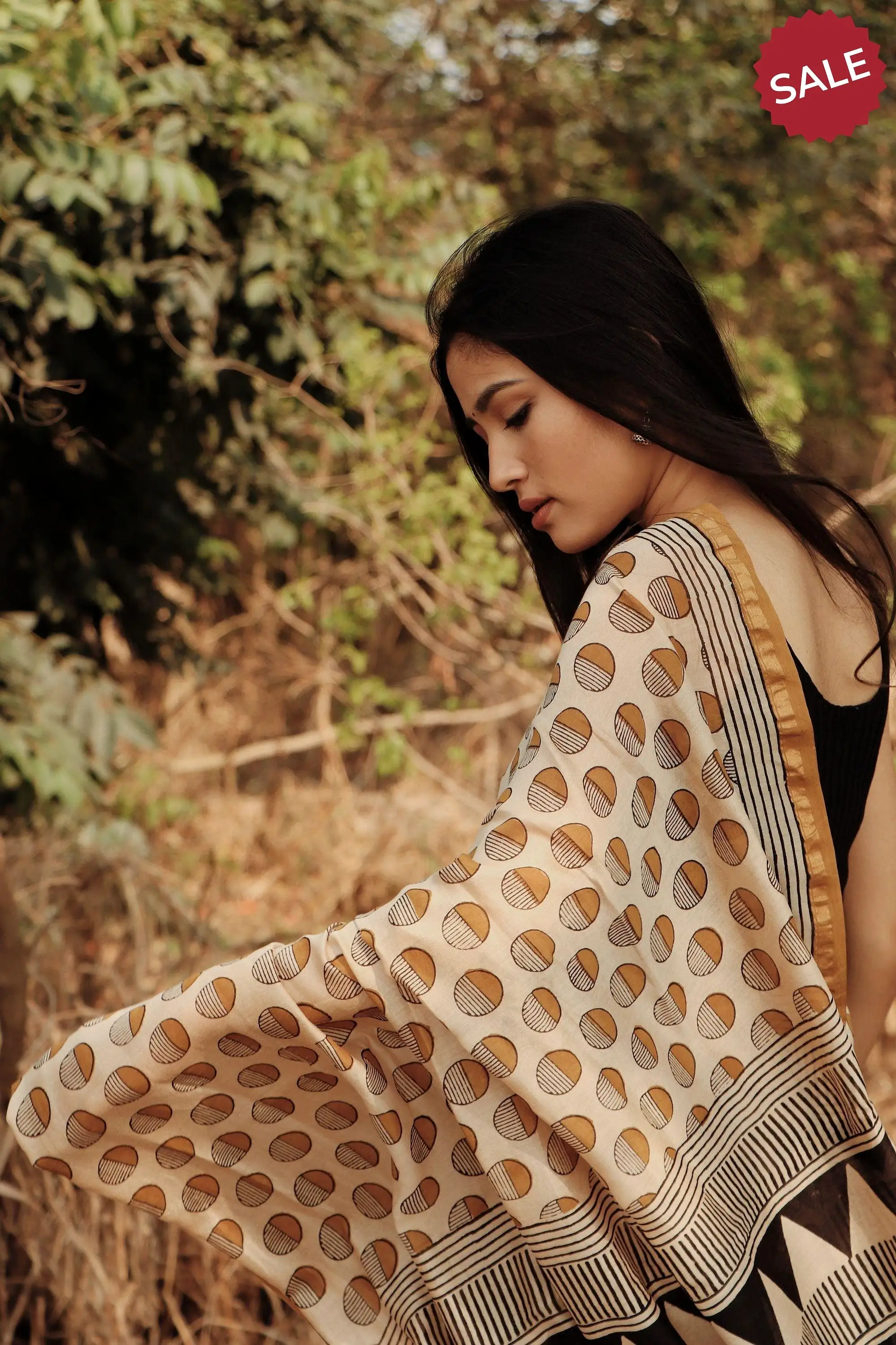 Roheda - Yellow Syahi Begar handblockprinted silk cotton saree