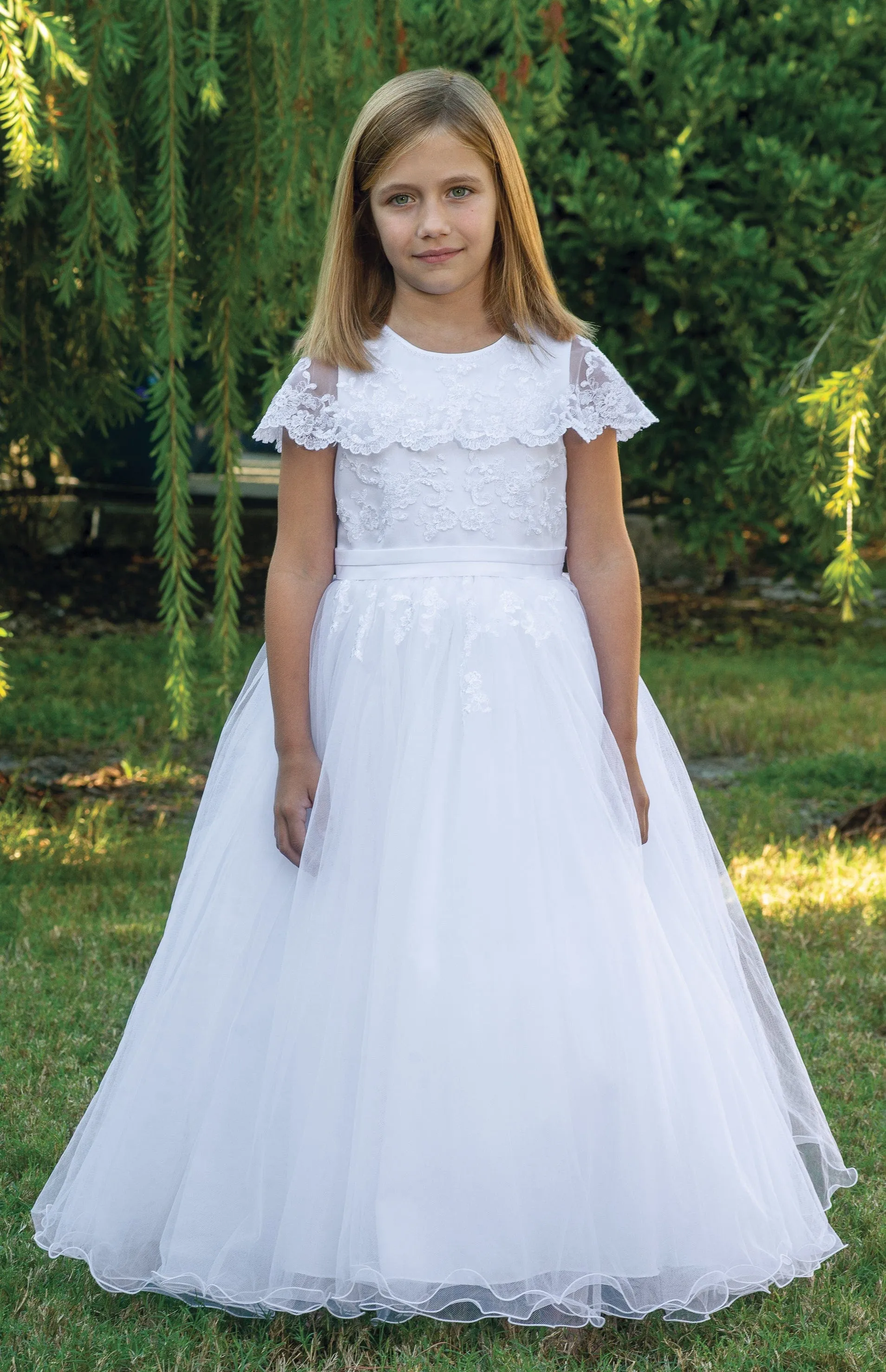 Sarah Louise - Girls Ceremonial Ballerina Length Dress in White | Childsplay Clothing