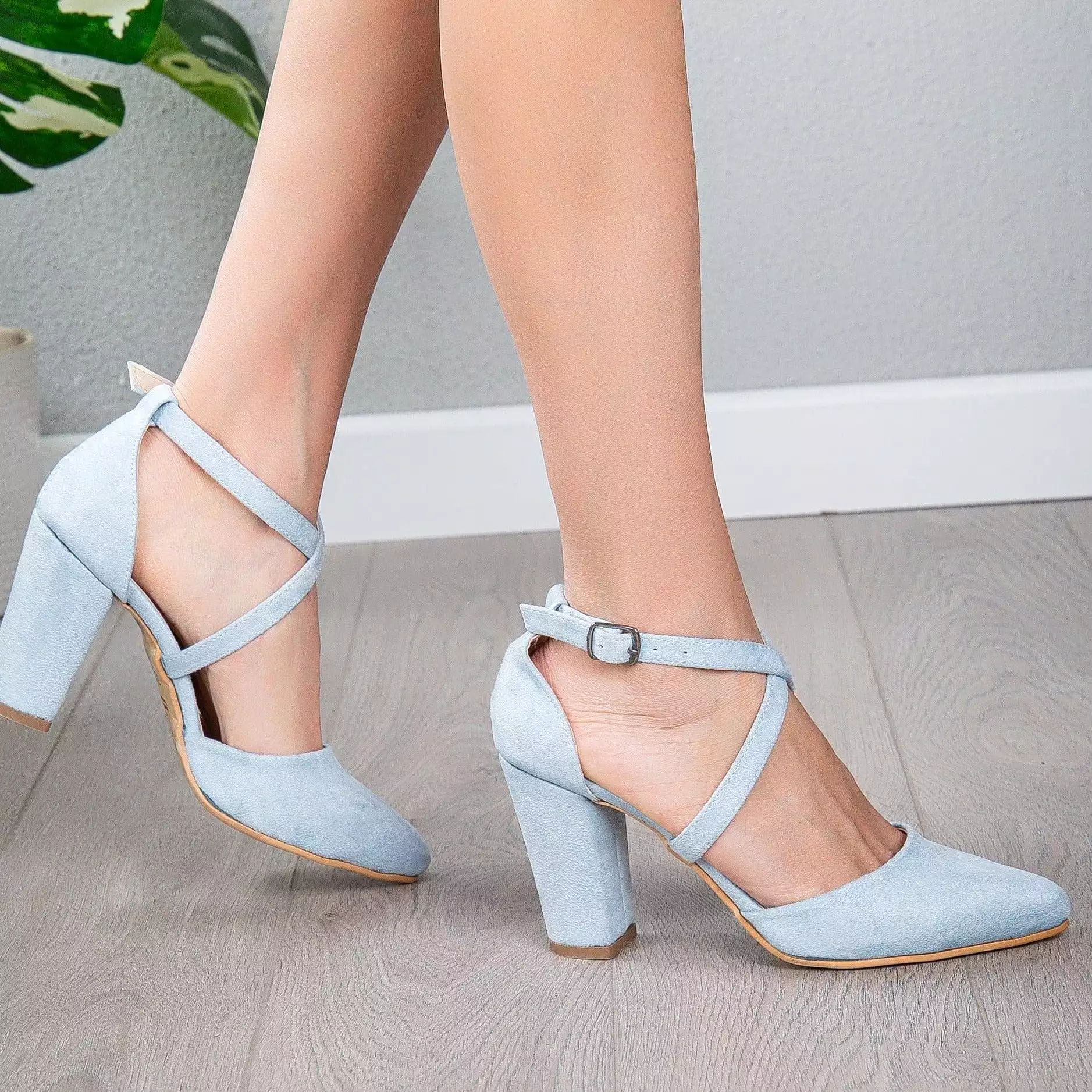 Sina Vegan Suede Wedding Heels | Baby Blue