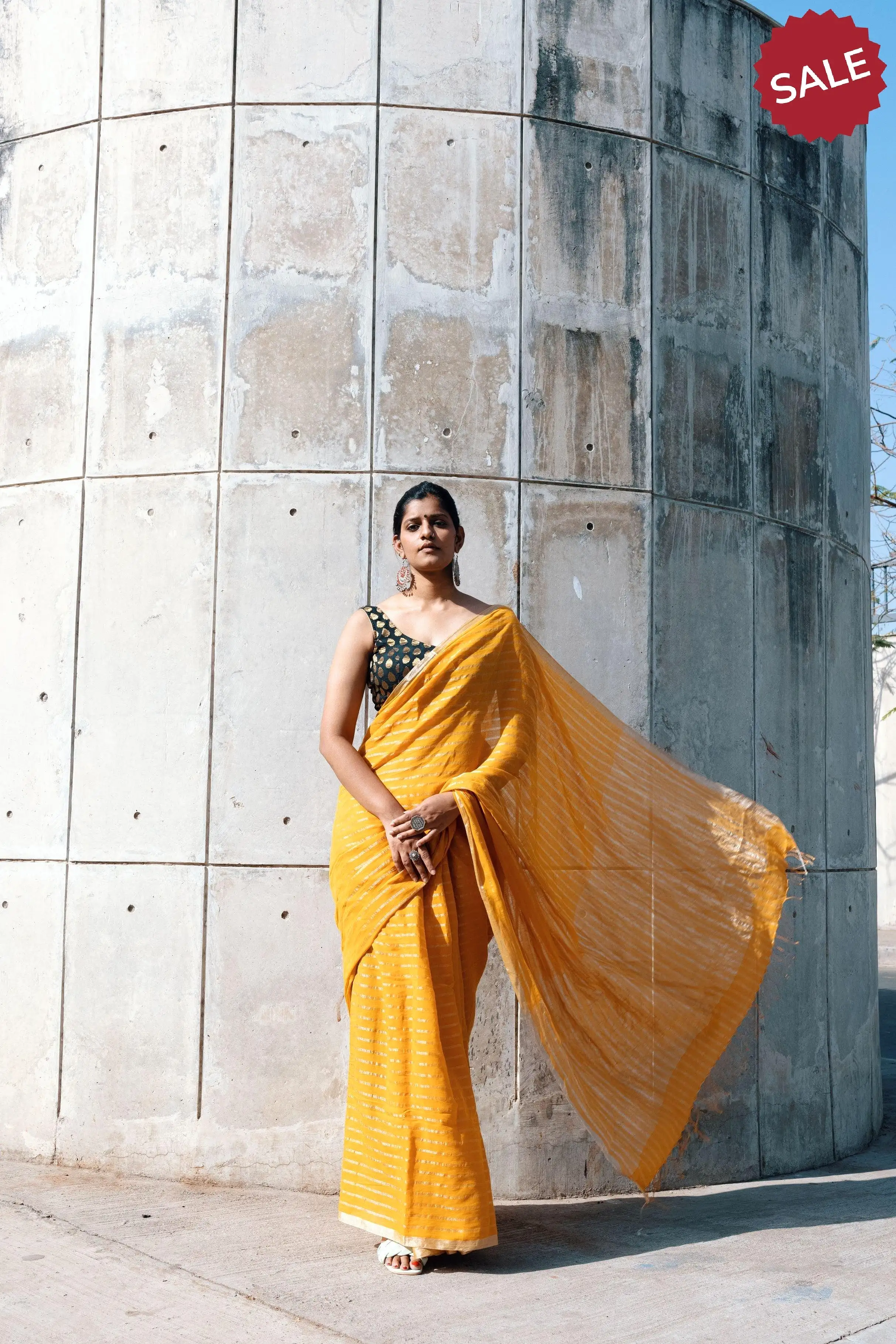 Sitara - Mustard zari by cotton saree