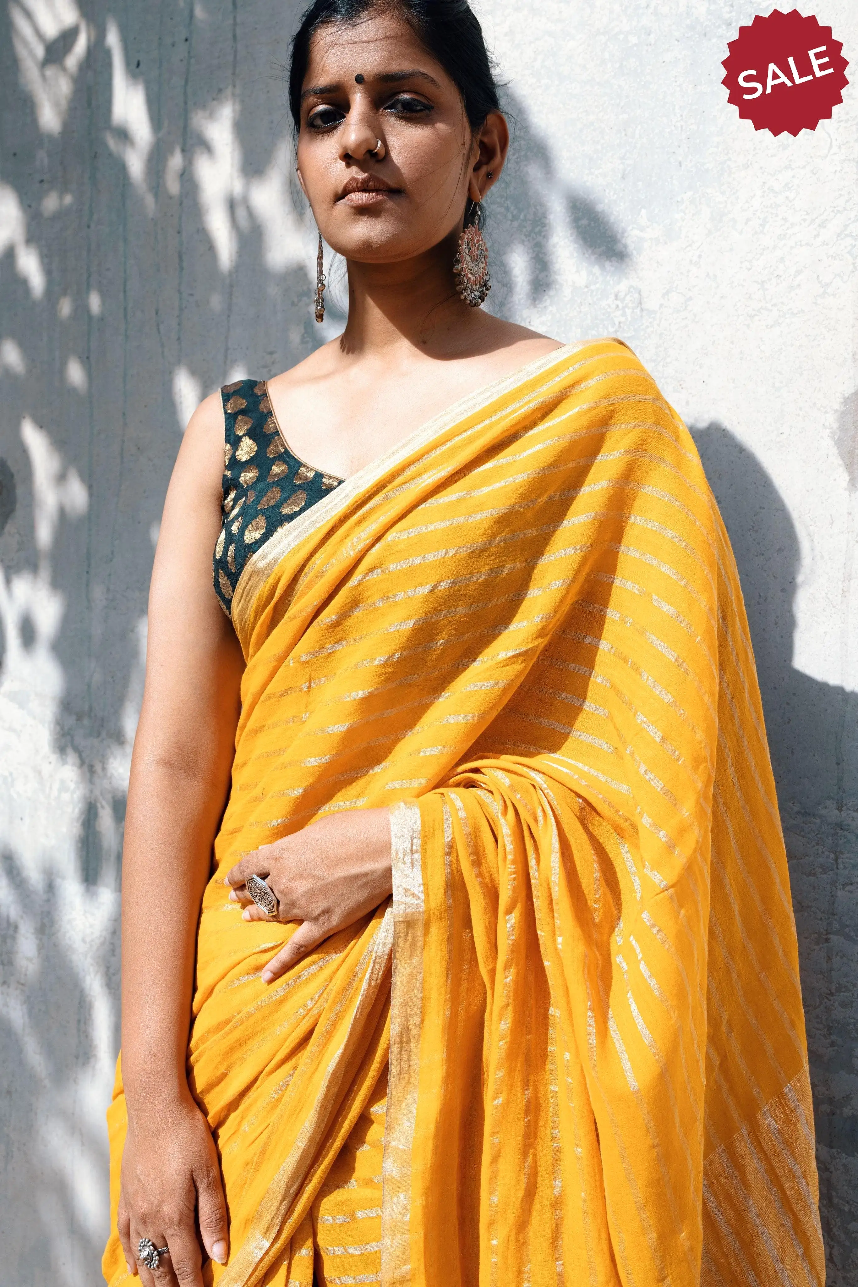 Sitara - Mustard zari by cotton saree