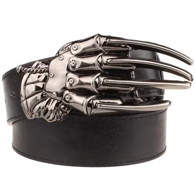 Skull Hand Heavy Skeleton Head Devil Hand Metal Rock Buckle Belt for Men