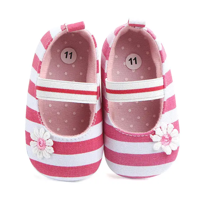 Striped Mary Jane Shoes with Daisy