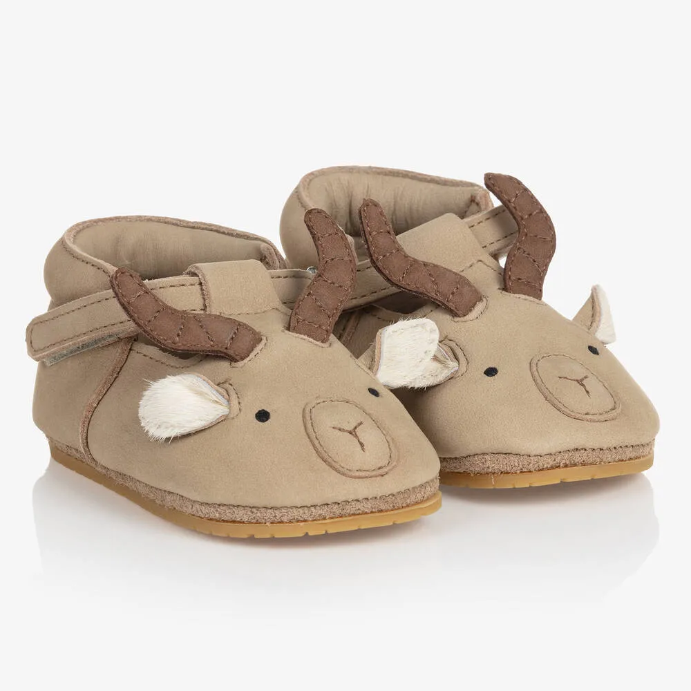 Taupe Leather Ibex Baby Shoes