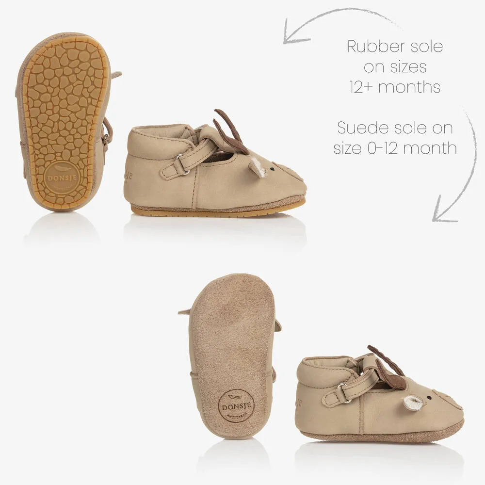 Taupe Leather Ibex Baby Shoes