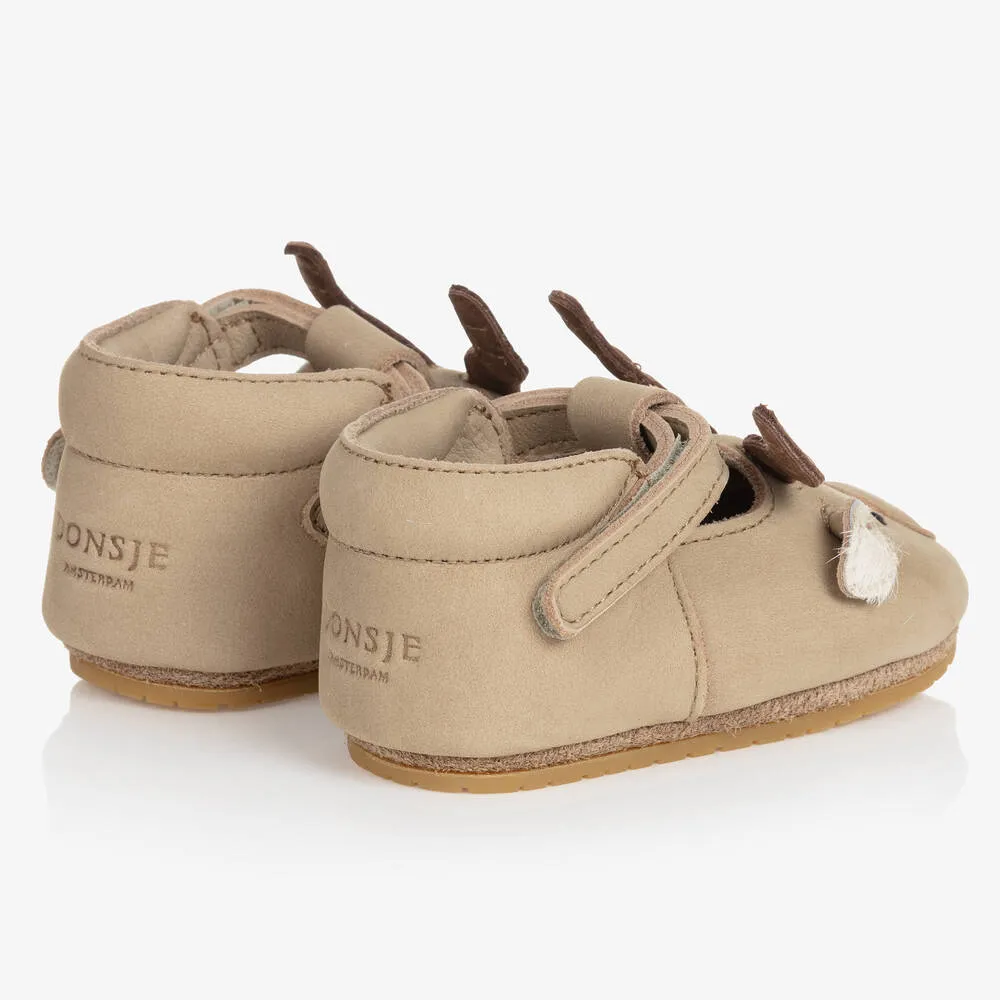 Taupe Leather Ibex Baby Shoes