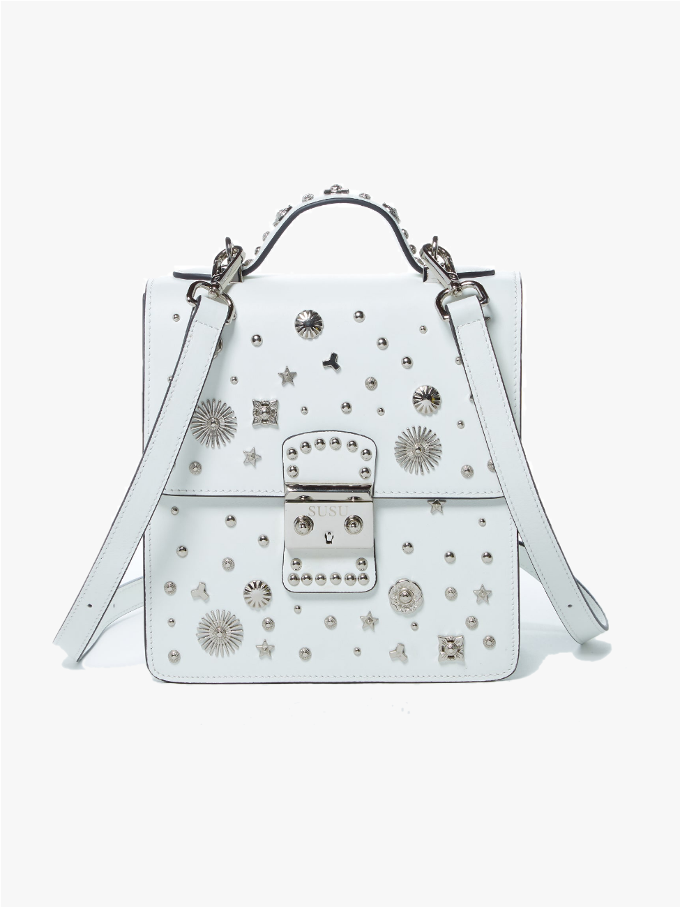 The Hollywood Leather Purse Backpack White