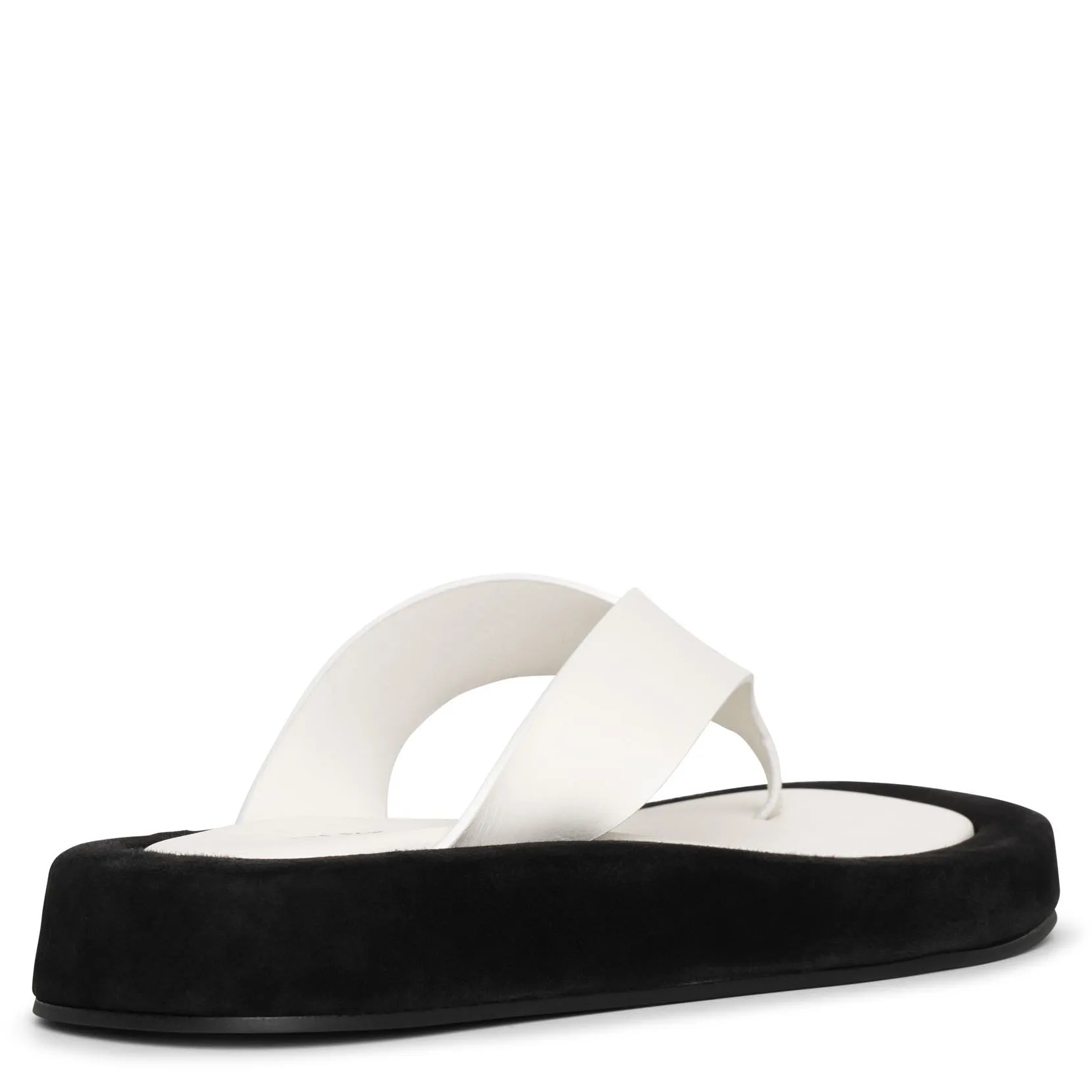 The Row Ginza two-tone leather and suede platform flip flops