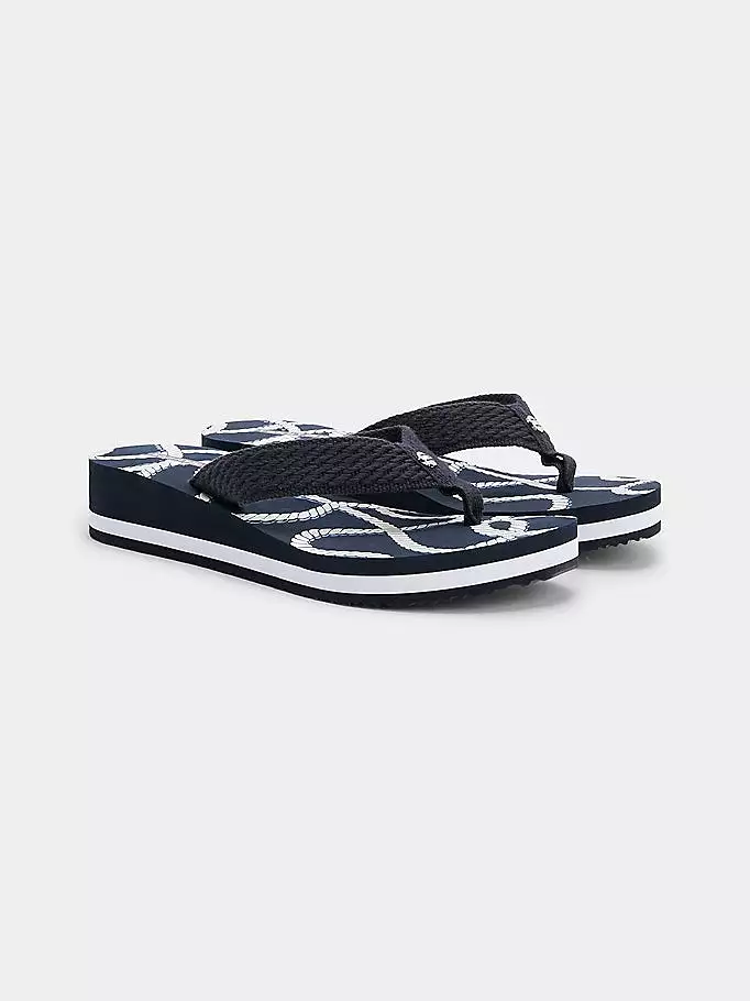 TOMMY HILFIGER Rope Wedge Flipflop Navy