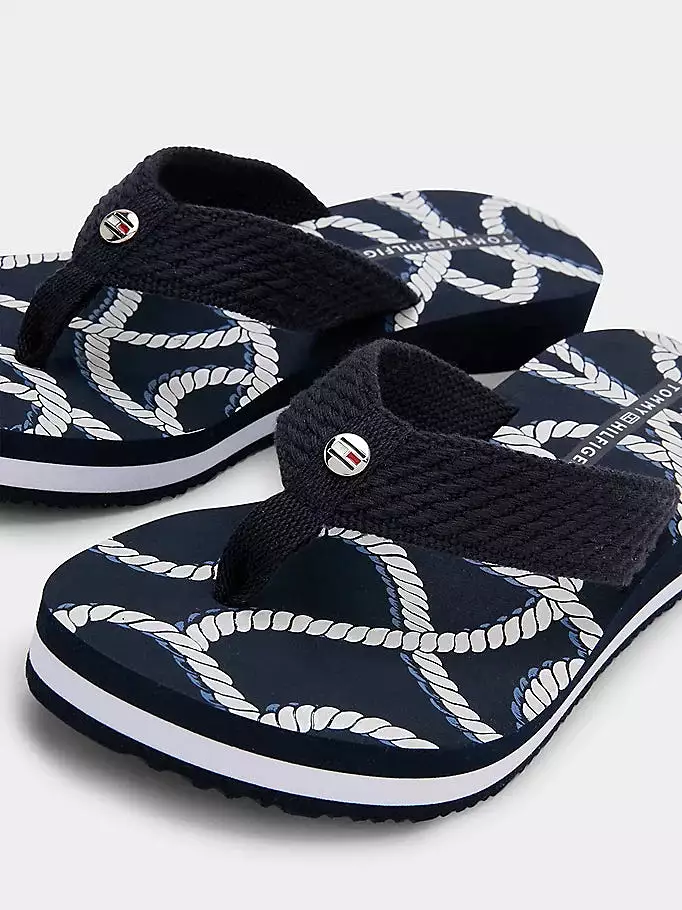 TOMMY HILFIGER Rope Wedge Flipflop Navy