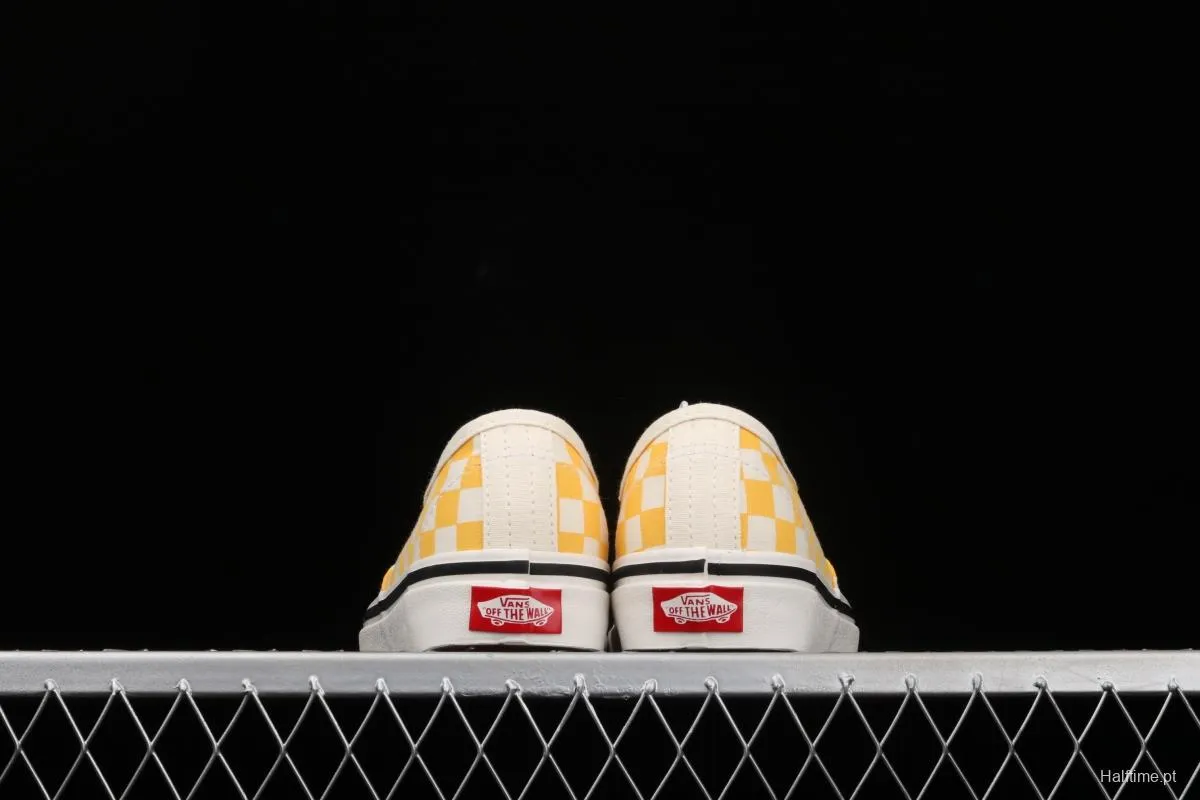 Vans Authentic classic Anna Heim orange checkerboard 4-hole low-edge high-end vulcanized skateboard shoes VN0A54F241P