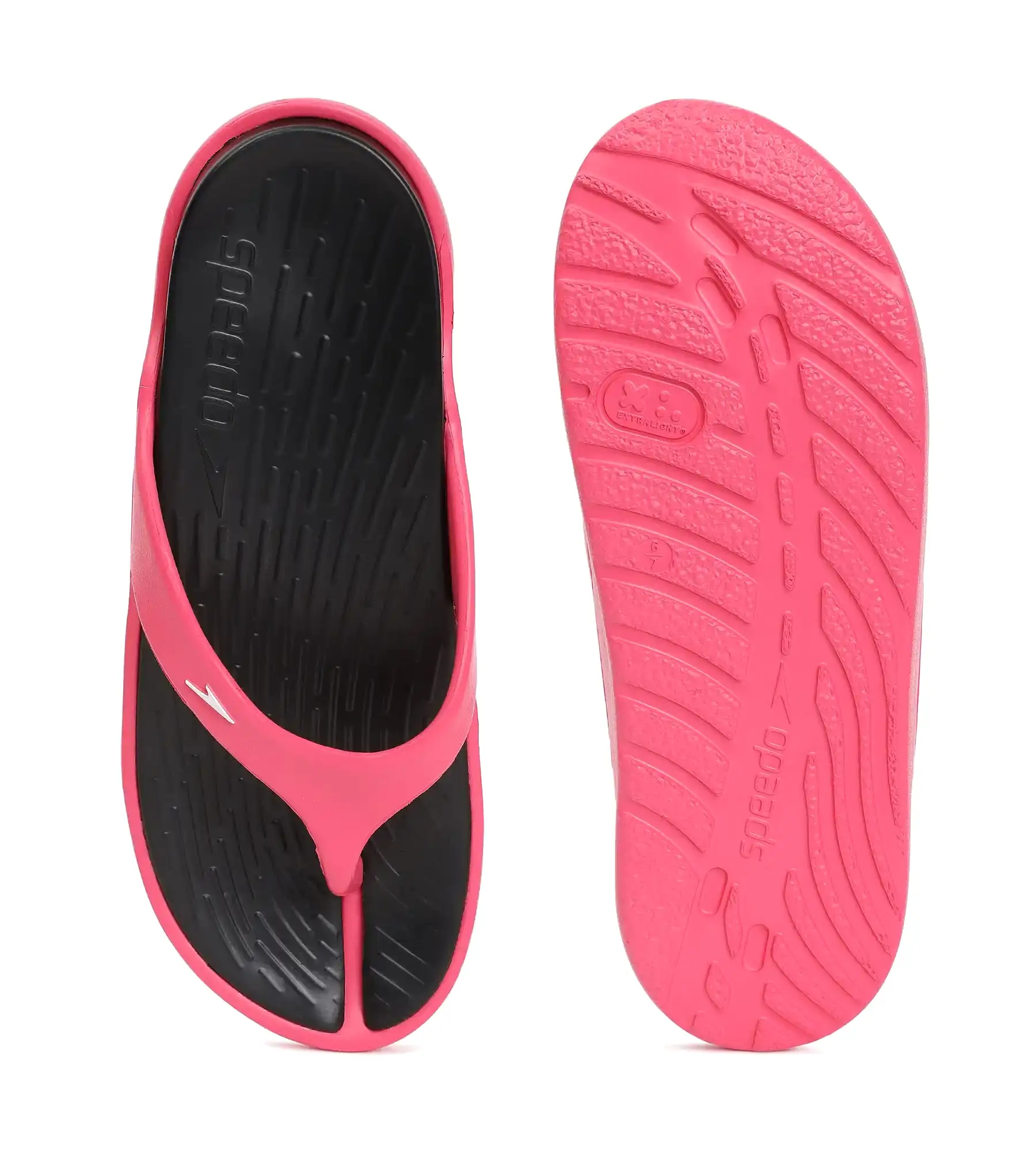 Women's Dual Colour Flip Flops - Black & Raspberry Fill