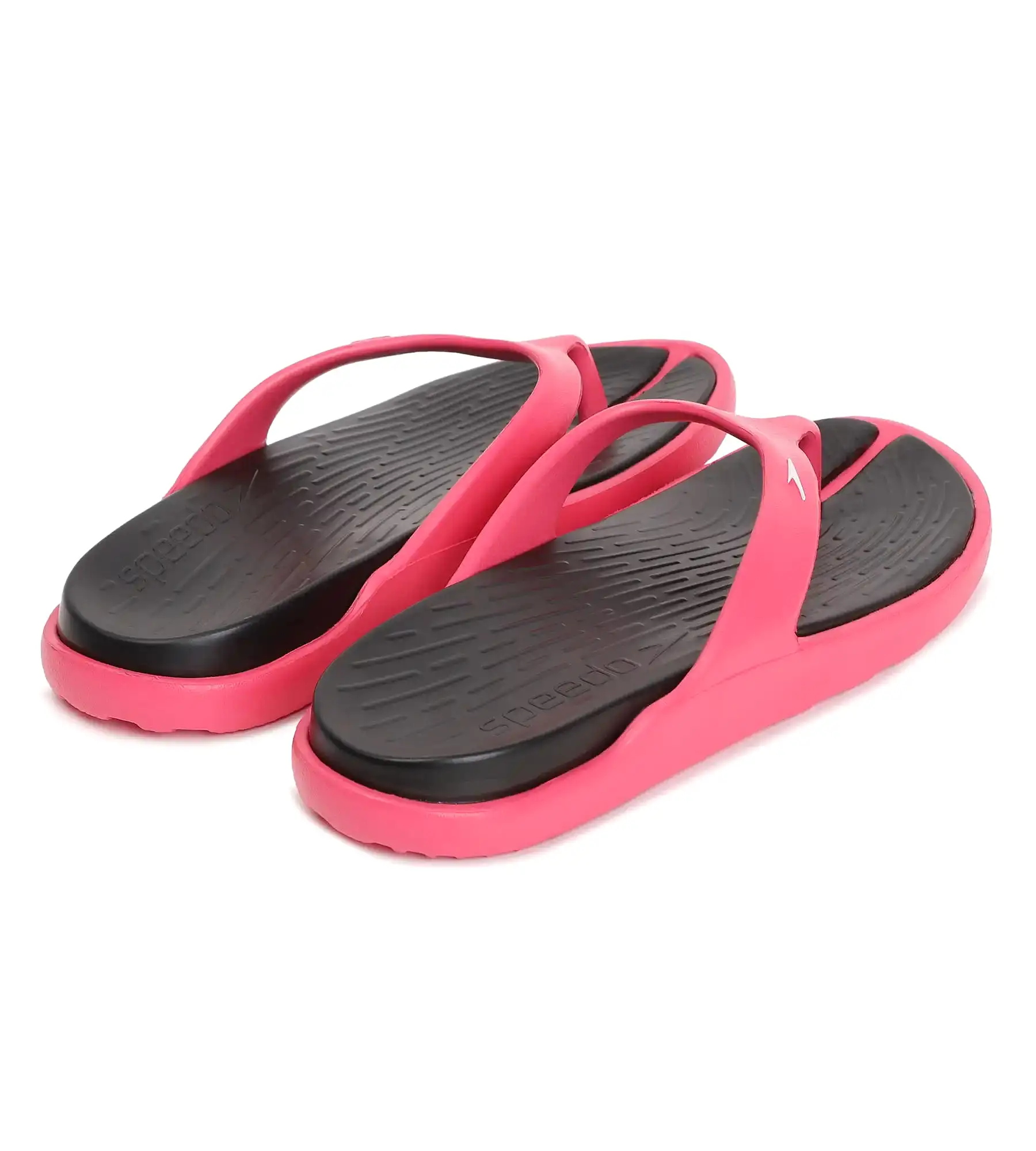 Women's Dual Colour Flip Flops - Black & Raspberry Fill