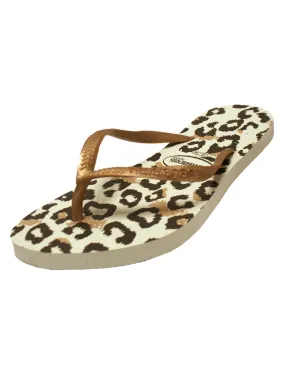 Women's Havaianas Beige Brown & Tan Slim Animals Flip Flops