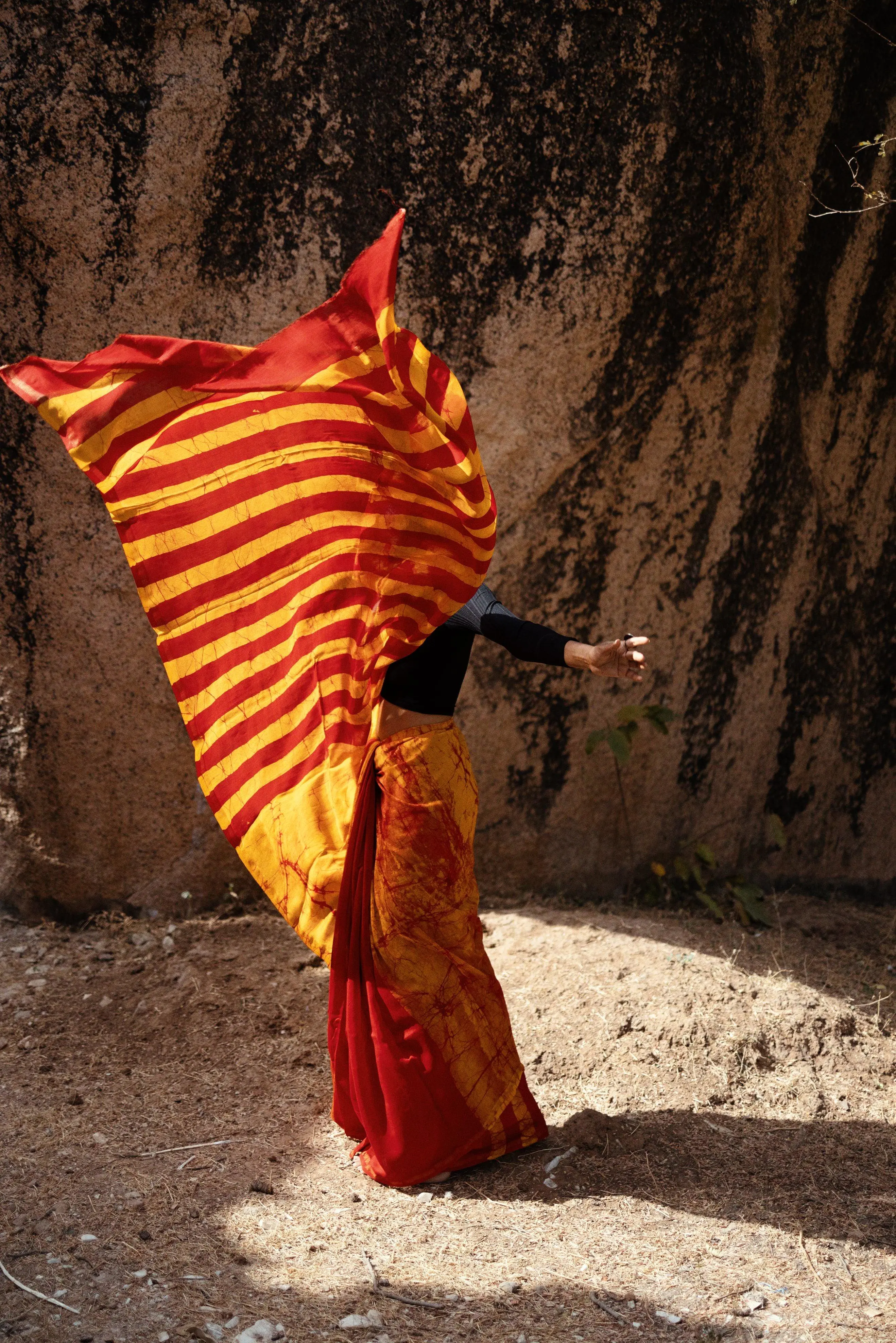 Zahra Batik dye Orange Silk cotton Saree